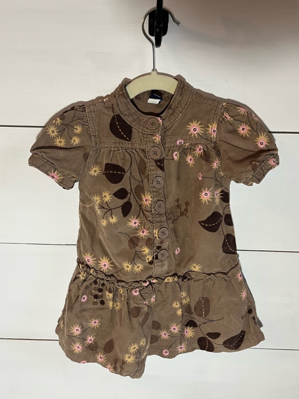 Baby Gap Brown Floral Button-Front Toddler Dress